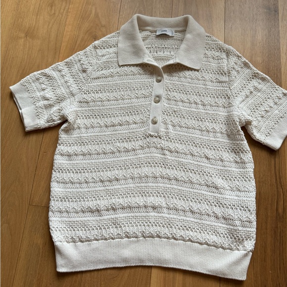 Closed Tops - CLOSED Cotton Crochet Ivory Polo Top Size Small